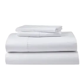 GhostBed Full Cooling Supima Cotton and Tencel Luxury Sheet Set - Wrinkle Resistant with Deep Pockets, 4 Piece, White