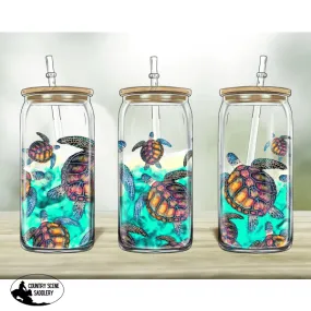 Glass Coffee Cup - Turtles