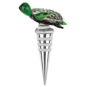 Glass Green Sea Turtle  Wine Bottle Topper Or Stopper