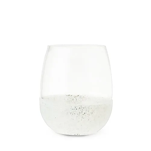 Glimmer: Silver Glitter Silicone Wrapped Stemless Wine Glass