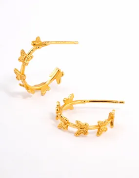 Gold Plated Sterling Silver Multi Butterfly Hoop Earrings