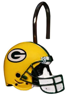 Green Bay Packers Bathroom Shower Curtain Hooks Rings Set