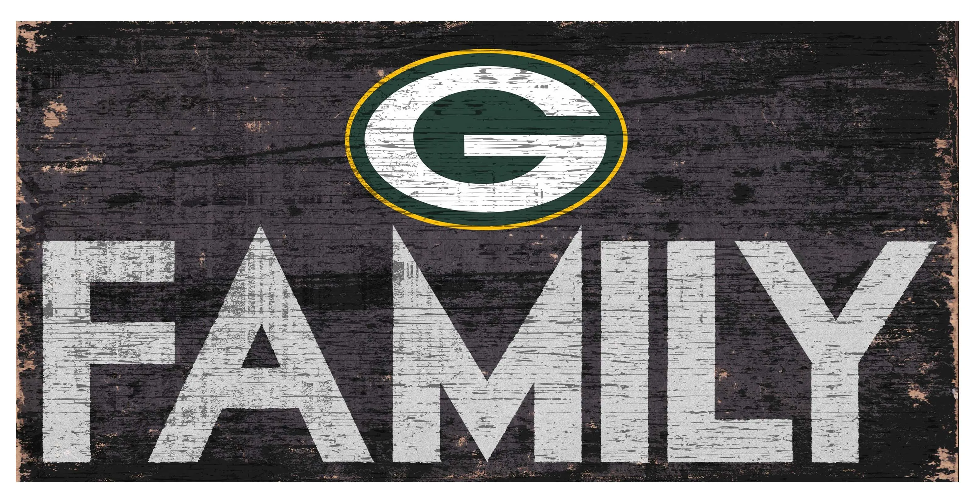 Green Bay Packers Family 12" x 6" Distressed Vintage Wood Sign