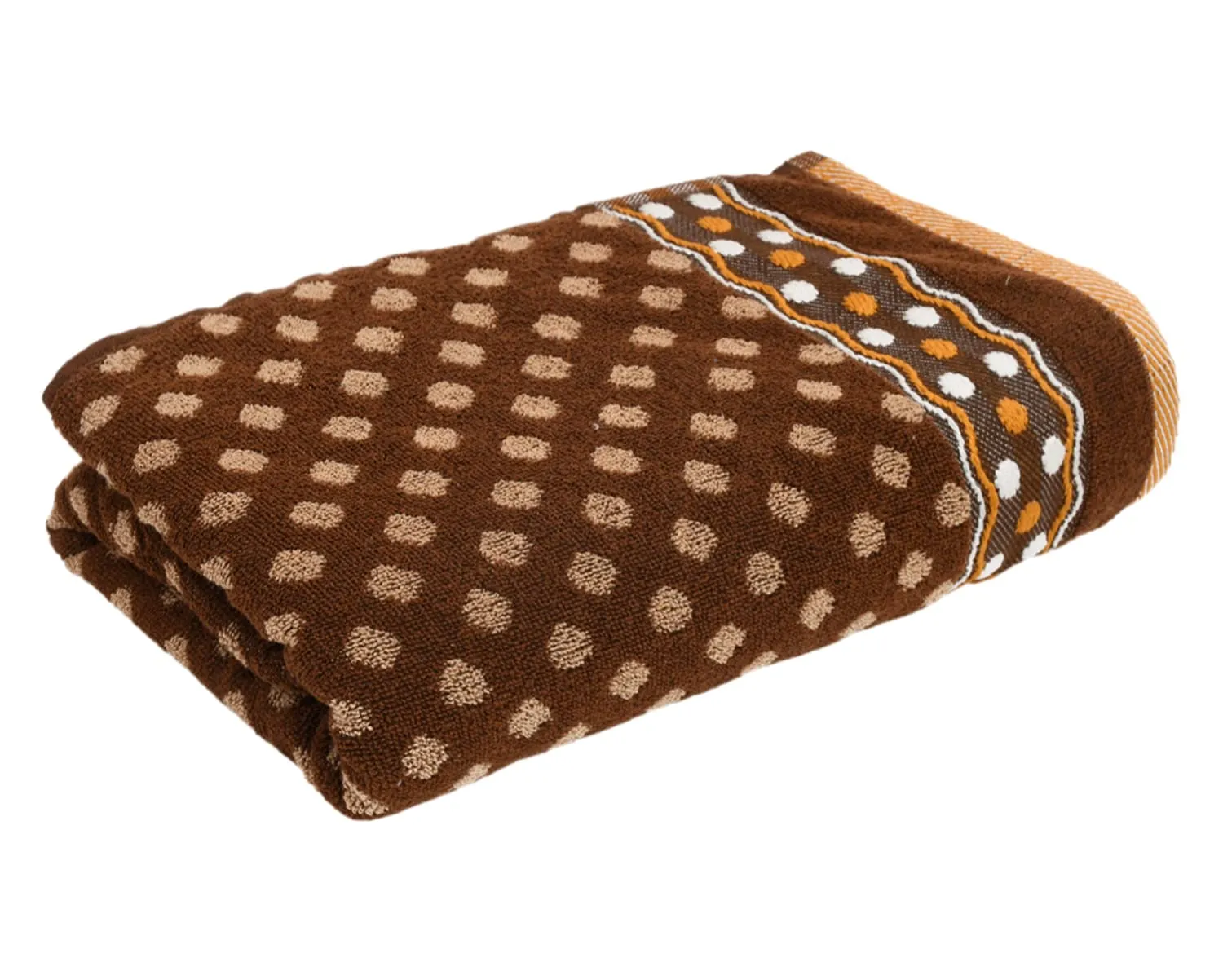 Heart Home Luxurious Dot Printed Soft Cotton Bath Towel Perfect for Daily Use, 30"x60" - Pack of 2 (Blue & Brown)-50HH01803