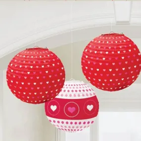 Heart Paper Lanterns 3pk