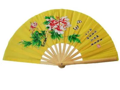 High grade Bamboo Fan with bag Double Sided, Performance Fan Red/Golden Martial Arts Fans Eight Diagram