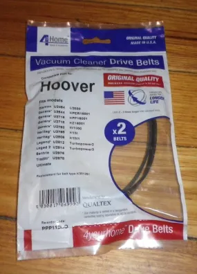 Hoover TurboPower 2,3 Agitator Belts (Pkt 2) - Qualtex Part # PPP112, QUAPPP112OQ