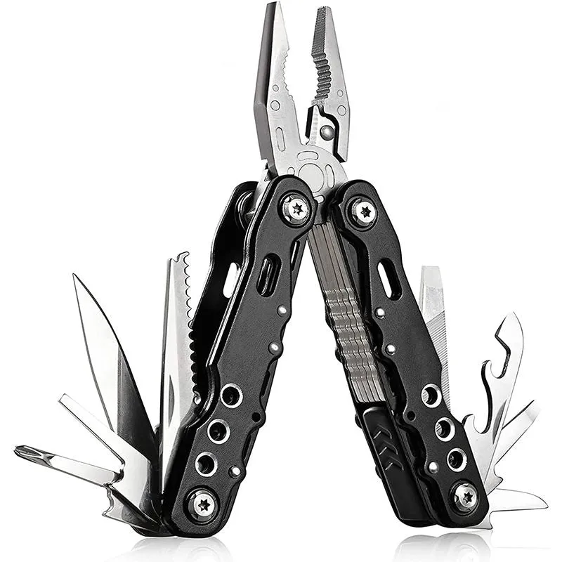 Hot Sale 13 in 1 aluminum handle multitool locking cutting camping pliers pocket multi tool pliers with Safety Lock