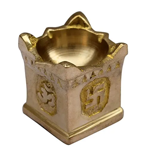 ITOS365 Brass Puja Aarti Diya (Brown_1.4 Inch X 1.4 Inch X 1.5 Inch)