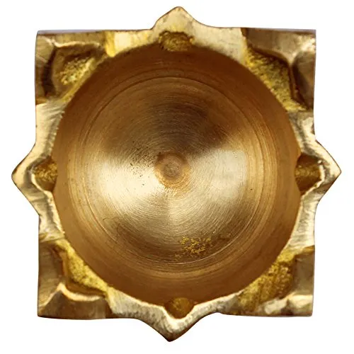 ITOS365 Brass Puja Aarti Diya (Brown_1.4 Inch X 1.4 Inch X 1.5 Inch)