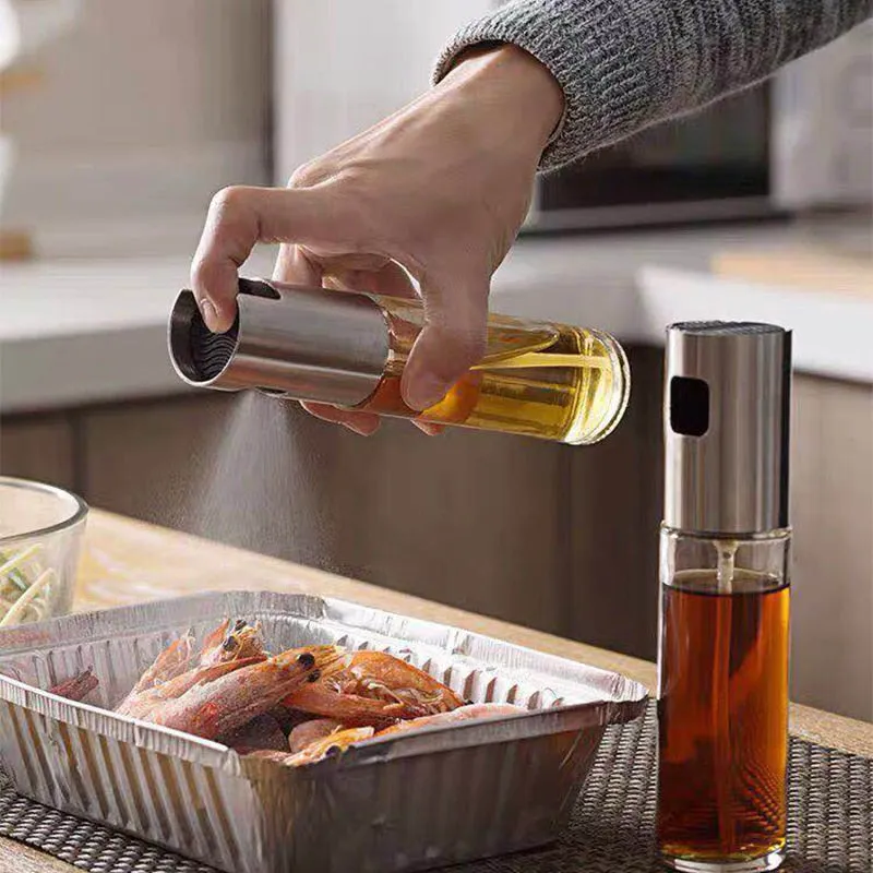 Kitchen Baking Oil Cook Oil Spray Empty Bottle Vinegar Bottle Oil Dispenser Cooking Tool Salad Barbecue Cooking Glass Olive Oil