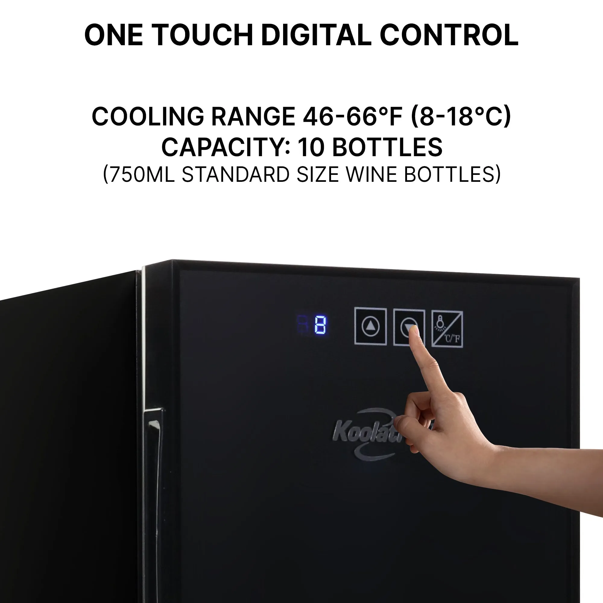 Koolatron 10 Bottle Wine Cooler, Black, Thermoelectric Wine Fridge, 1 cu. ft. Freestanding Wine Cellar, Red, White and Sparkling Wine Storage for Small Kitchen, Apartment, Condo, RV