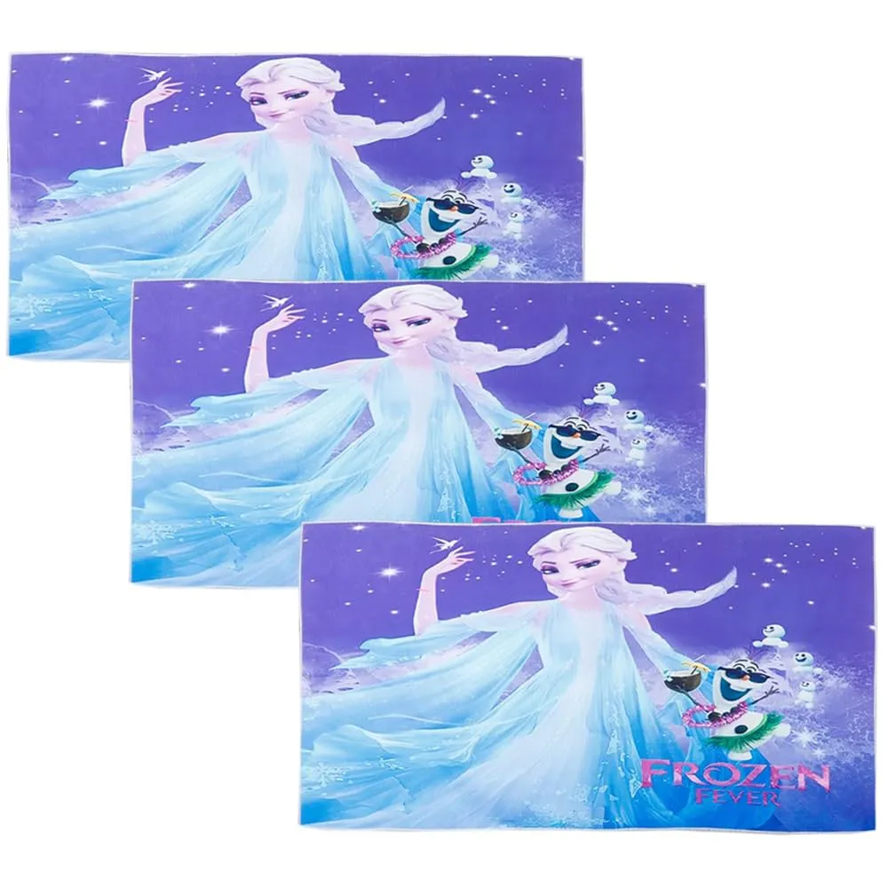 Kuber Industries Disney Frozen Microfiber Soft Kids Bath Towel-Pack of 3 (Sky Blue)