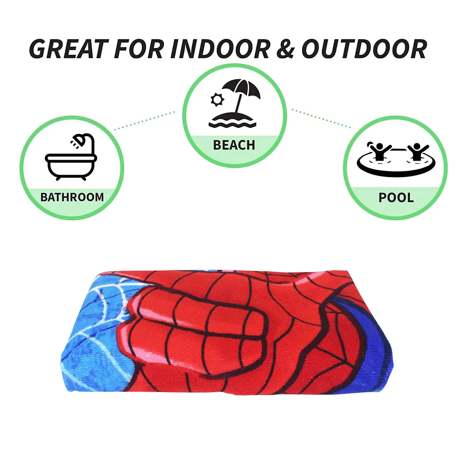 Kuber Industries Marvel Spiderman Kids Bath Towel|Soft Cotton Towel for Kids|Sides Stitched Baby Towel|400 GSM Toddler Bath Towel|24x48 Inch|Pack of 2 (Red)