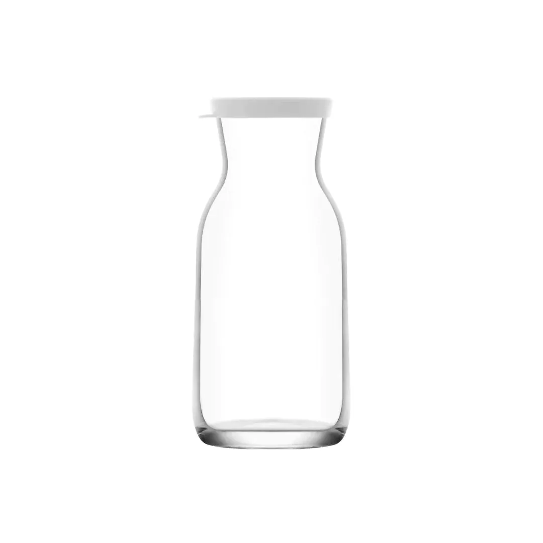 LAV Glass Carafe 500ml Water Jug Bottle with white rubber Lid SGN1850