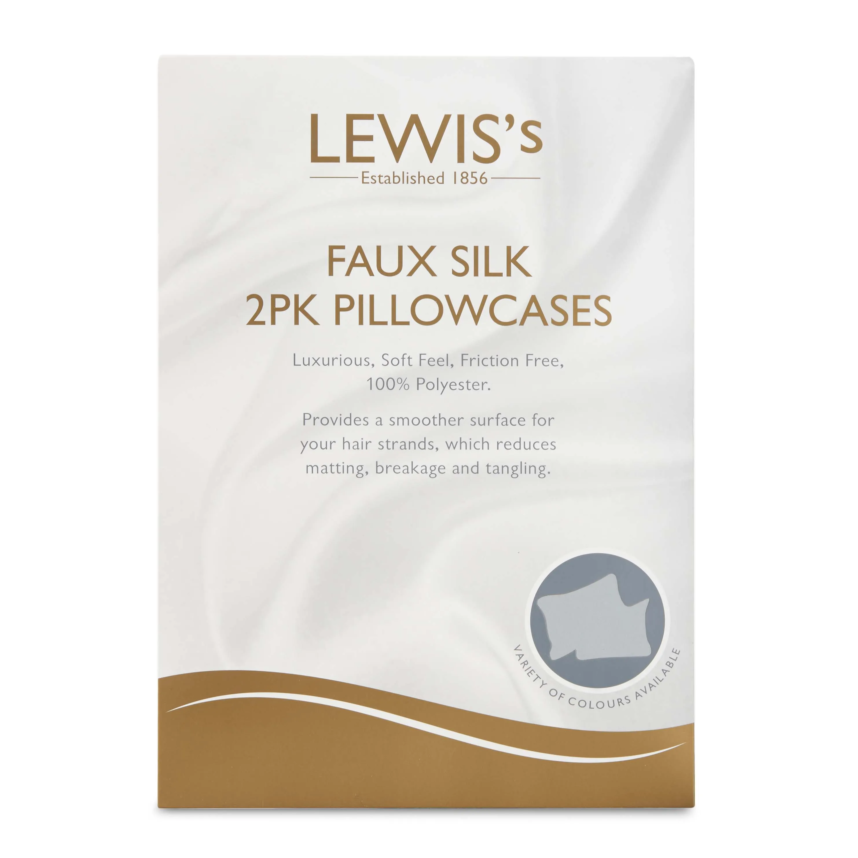 Lewis's Satin Feel 2 Pack Pillowcases - Grey