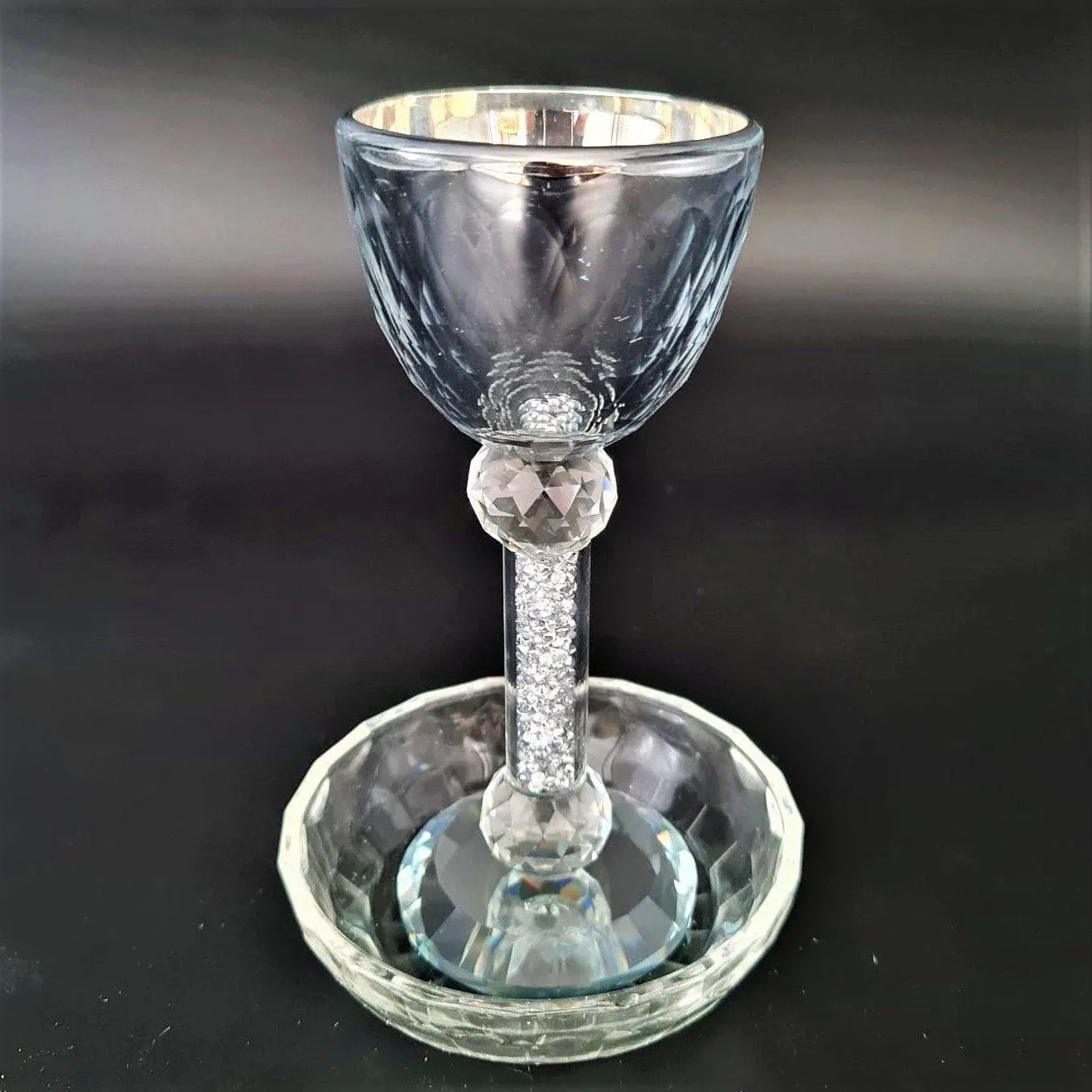 Lily Art - 50115-Crystal kiddush cup White Stones