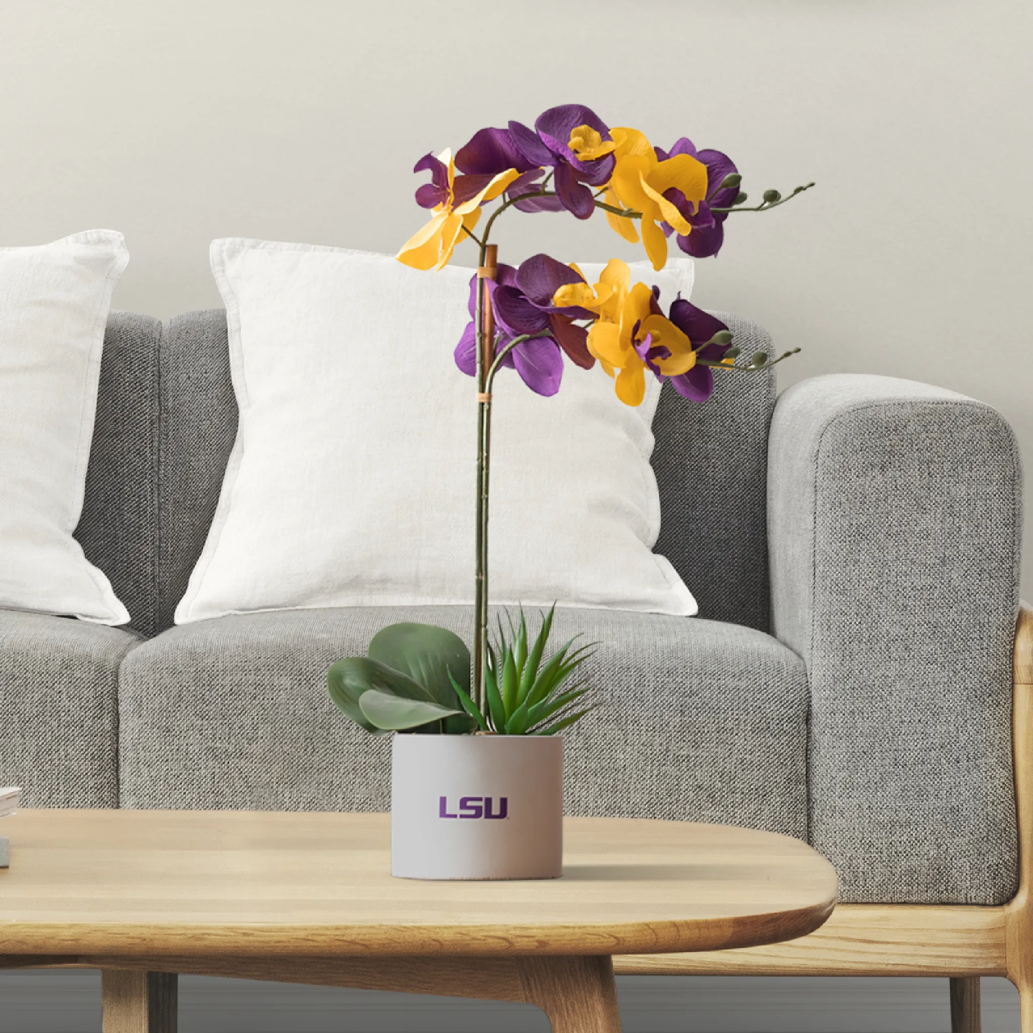 LSU Tigers Faux Snake Plant, Orchid & Hydrangea