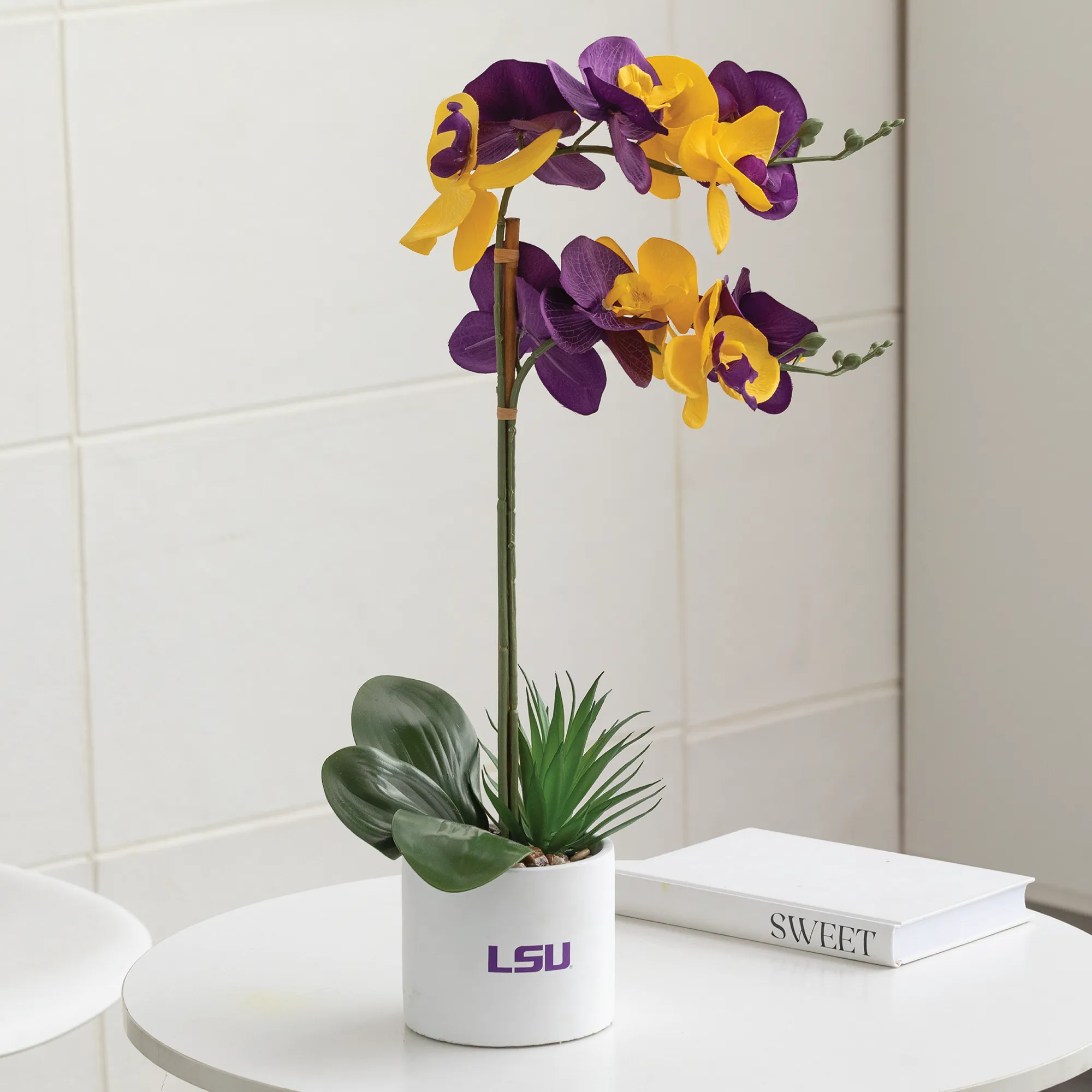 LSU Tigers Faux Snake Plant, Orchid & Hydrangea