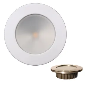 Lunasea *ZERO EMI* Recessed 3.5* LED Light - Warm White, Red w/White Stainless Steel Bezel - 12VDC