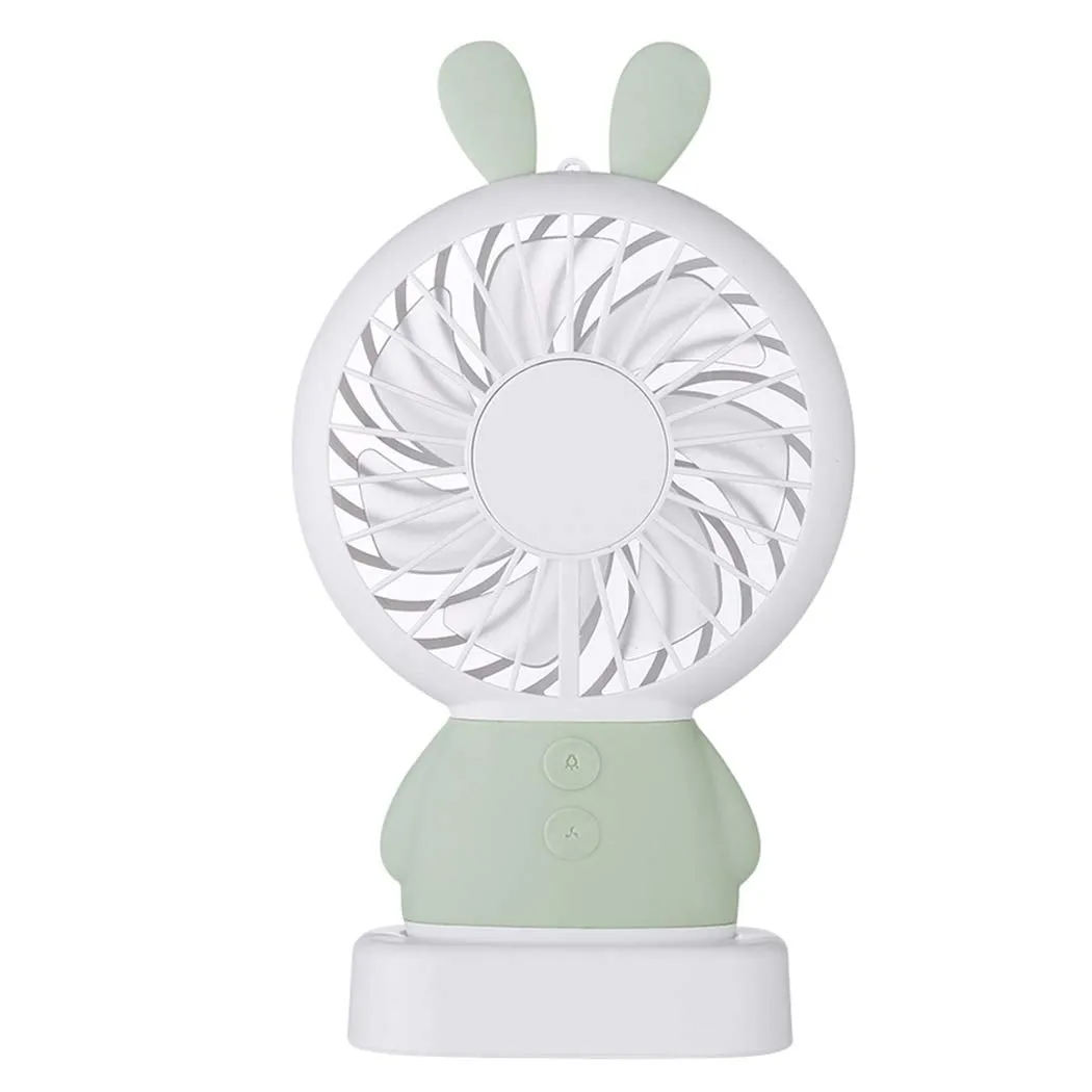 Mini Portable Fan USB Rechargeable Handheld Rabbit Style Color Changing LED Light Pocket Desk Light Fan (Battery Not Include)