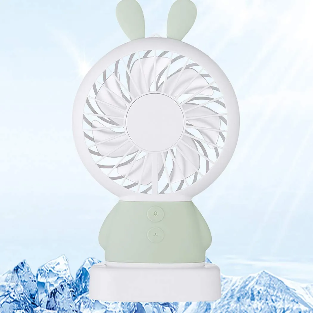 Mini Portable Fan USB Rechargeable Handheld Rabbit Style Color Changing LED Light Pocket Desk Light Fan (Battery Not Include)