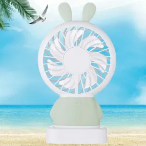 Mini Portable Fan USB Rechargeable Handheld Rabbit Style Color Changing LED Light Pocket Desk Light Fan (Battery Not Include)