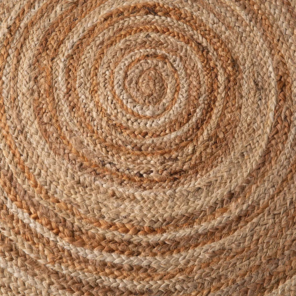 Natural and Ivory Swirl Jute Rug