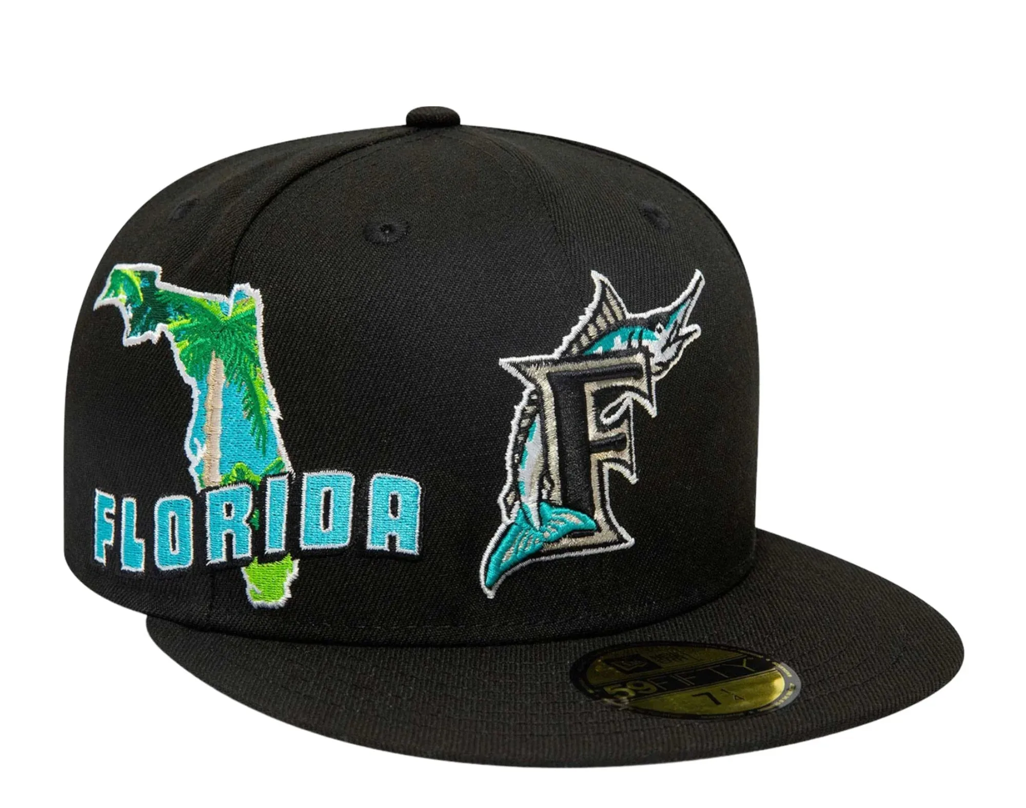 New Era Florida Marlins New Era Navy Stateview 59Fifty Fitted Hat