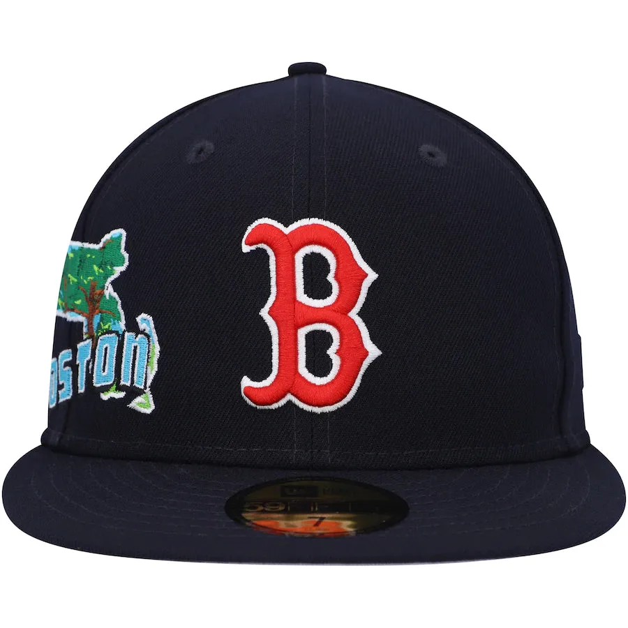 New Era Men's Boston Red Sox Navy Stateview 59Fifty Fitted Hat