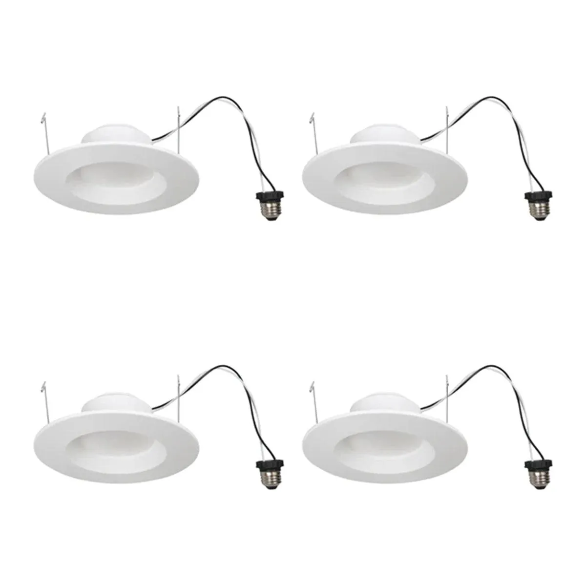 Pack of 4 - 5/6'' LED Recessed Retrofit Light, 65W Equal, 625 Lumens, 3000K, Smooth White Trim