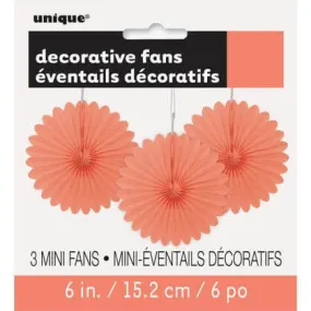 Paper Decorative Fan 6" Coral - 3 ct.