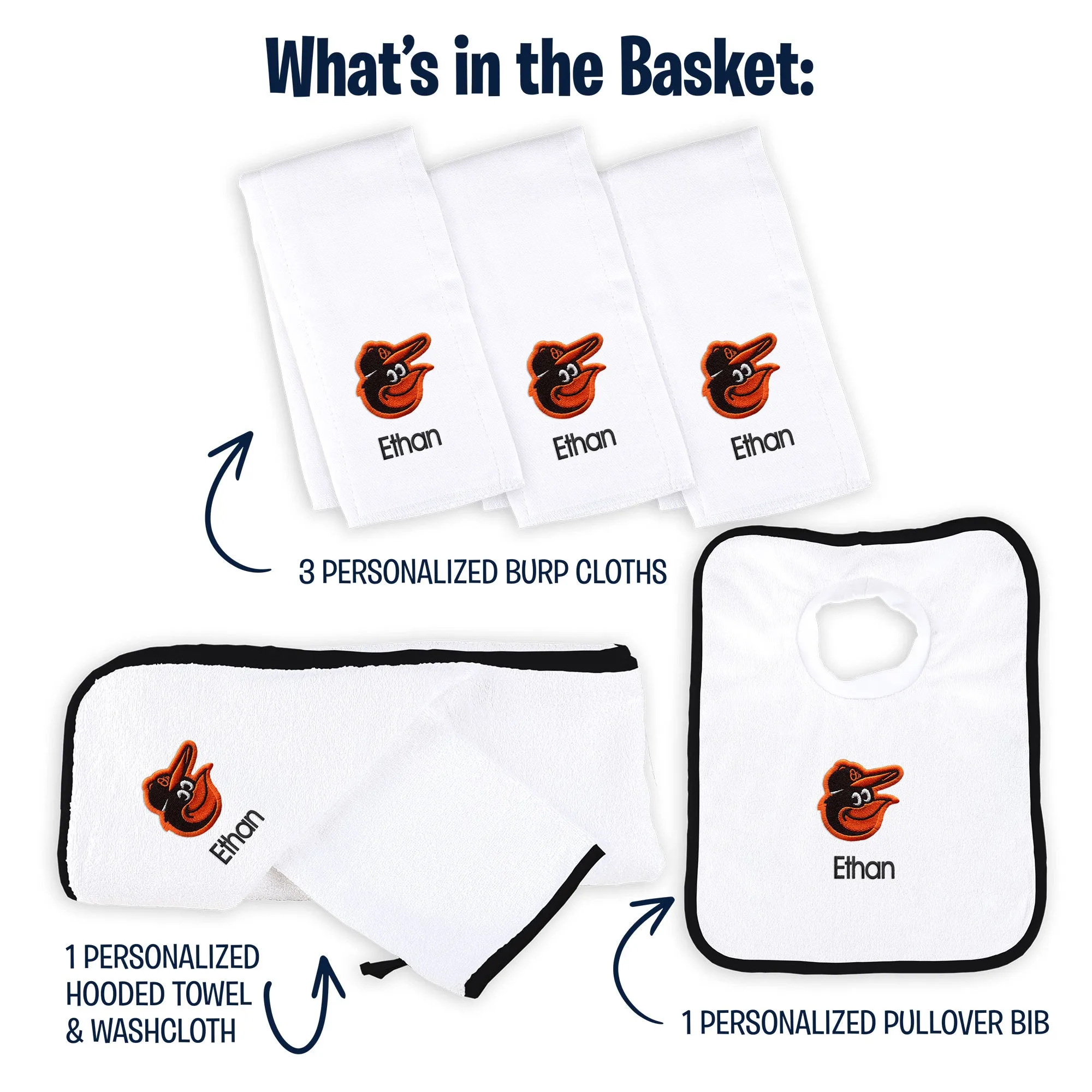 Personalized Baltimore Orioles Medium Basket - 6 Items