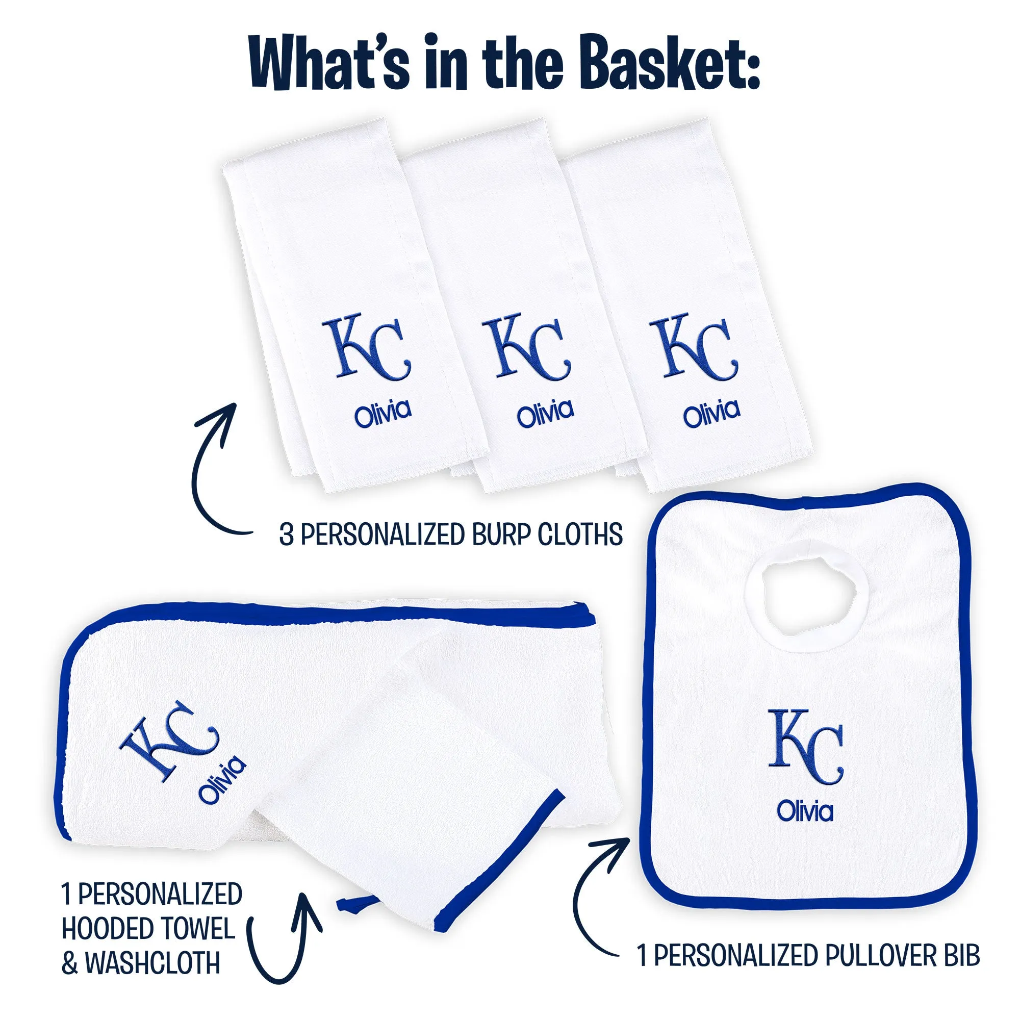 Personalized Kansas City Royals Medium Basket - 6 Items