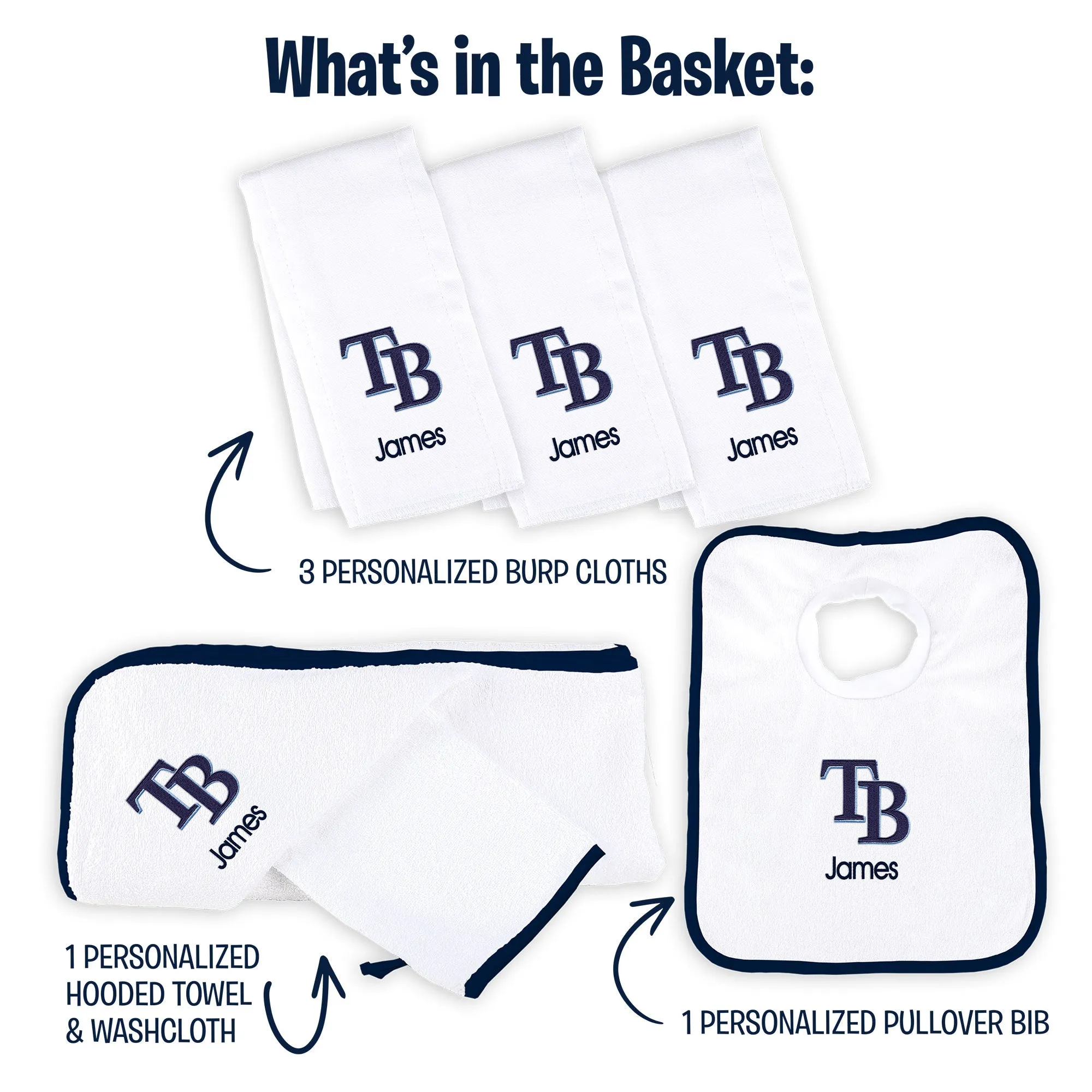 Personalized Tampa Bay Rays Medium Basket - 6 Items