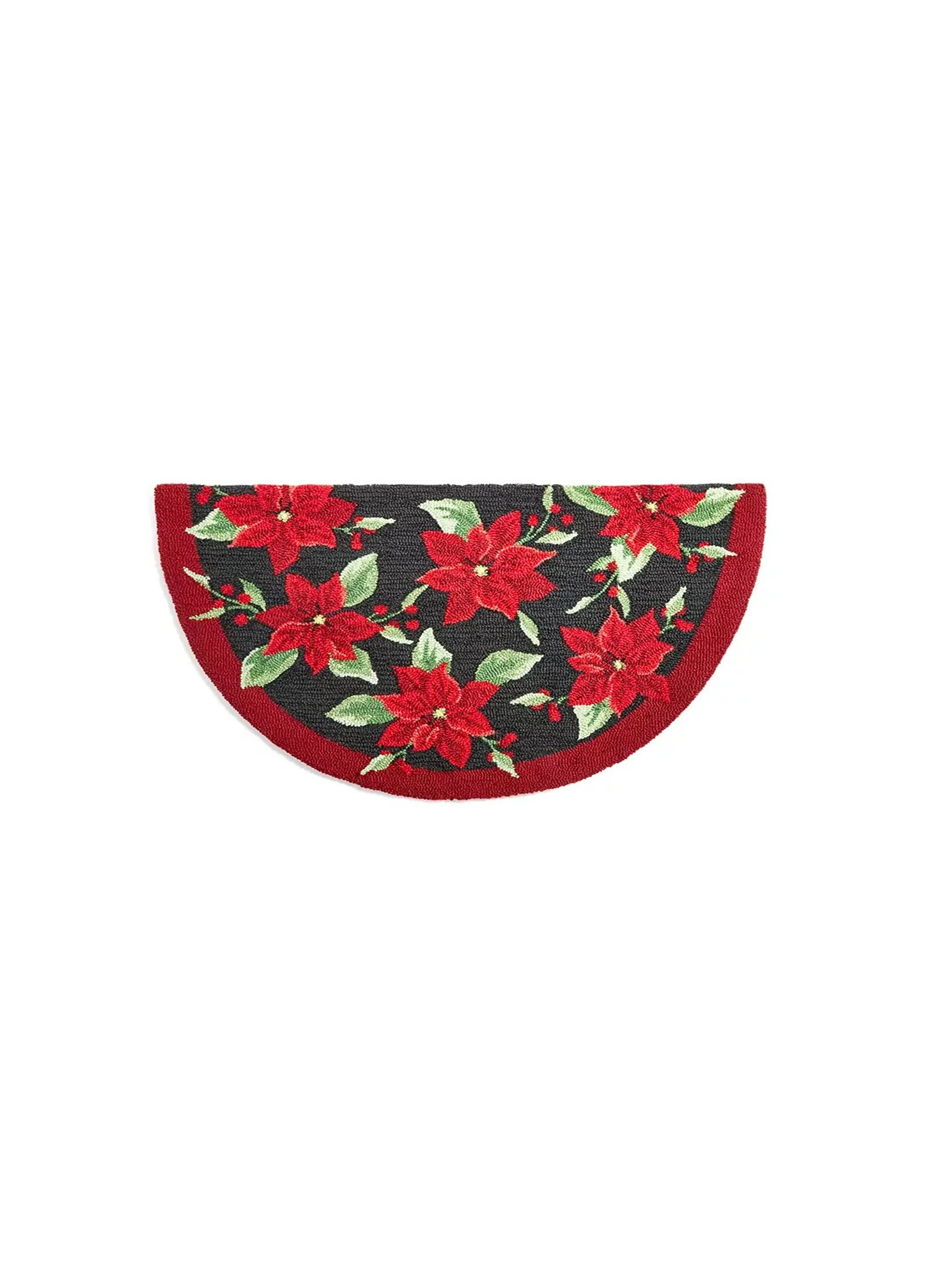 Poinsettia Hooked Holiday Slice Rug