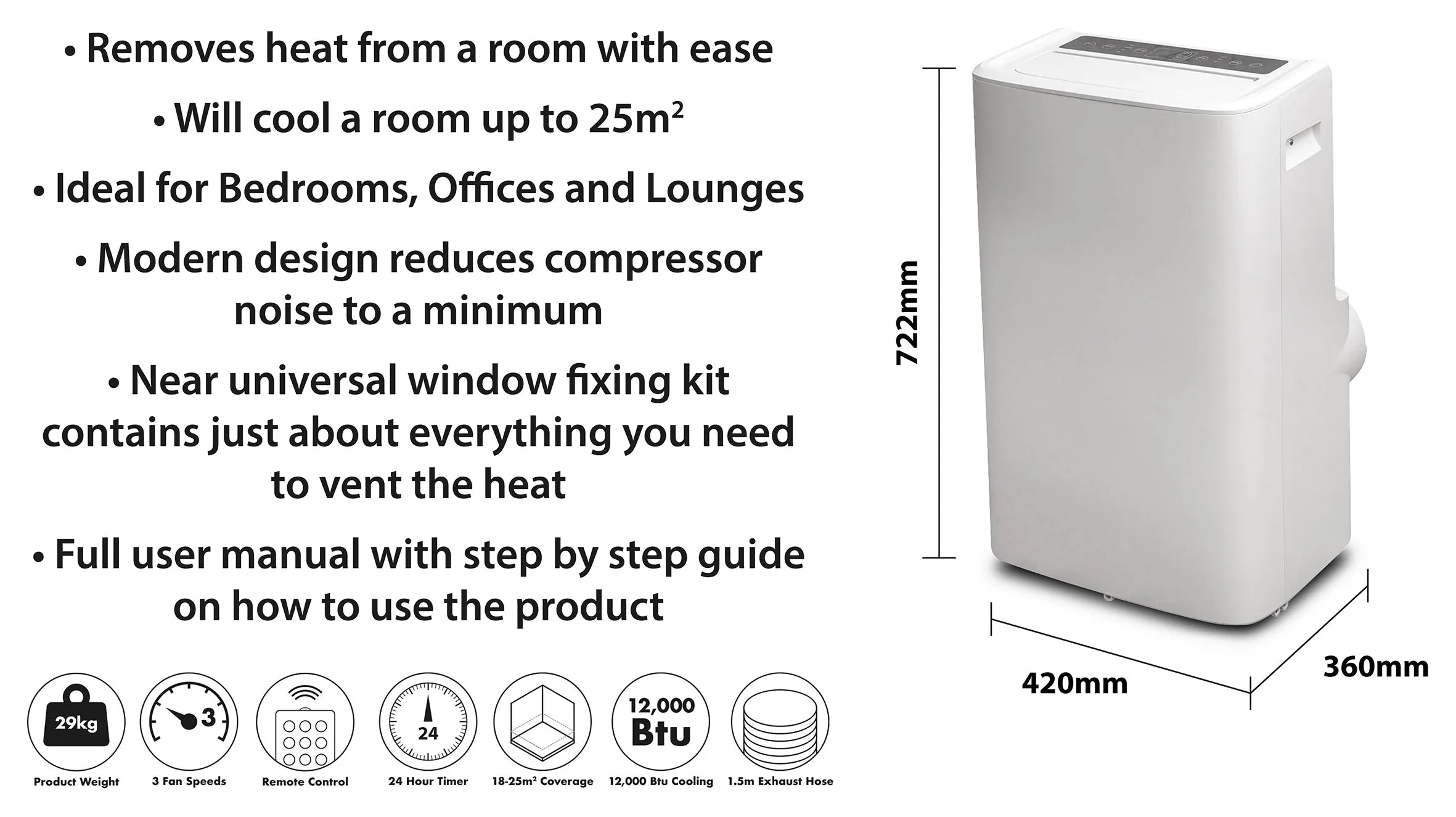 Prem-I-Air EH1924 12,000btu Portable Local Air Conditioner with Dust Cover