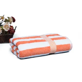 Premium Quality Cotton Stripe Towel (Orange)