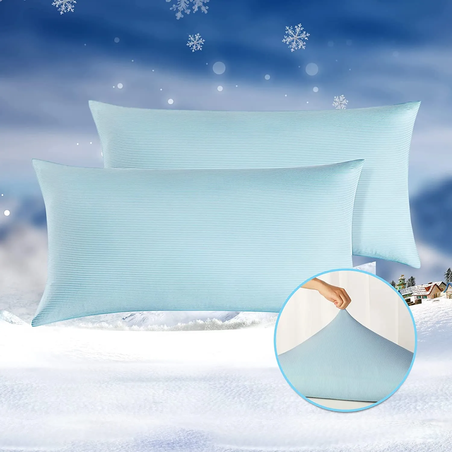 Premium Silky Super Cooling Decorative Pillowcases Arc-chill Extreme Q Max 0.5 of 2 Pack