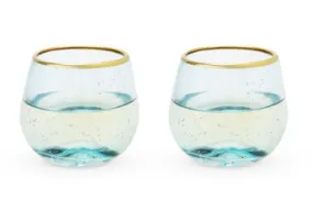 "Gold Rim Bubble" Wine Glasses ( Set of 2)