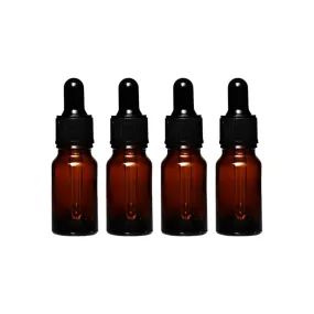 Regent 10ml Glass Dropper Bottle Amber Brown with Pipette Lid 4pack