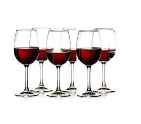 Rexez Red Wine Glasses | Whisky Glass, Clear, 350 ml Goblet Wine Glass - Ideal for White or Red Wine Glass, Set of (6)