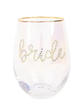 Rhinestone Bride Stemless Wine Glass