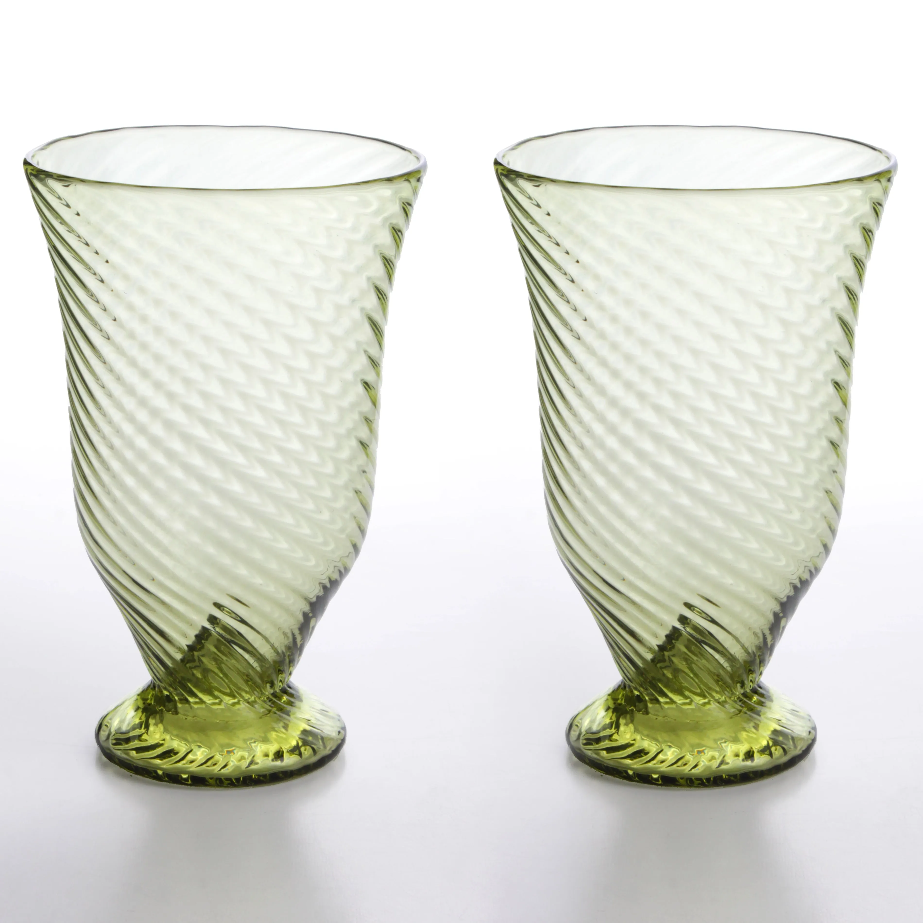 Roman Glass Cup with Linear Reliefs in Pair