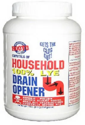 Rooto 1030 1 LB Container Of No. 4 100% Lye Crystal Household Drain Opener - Quantity of 6