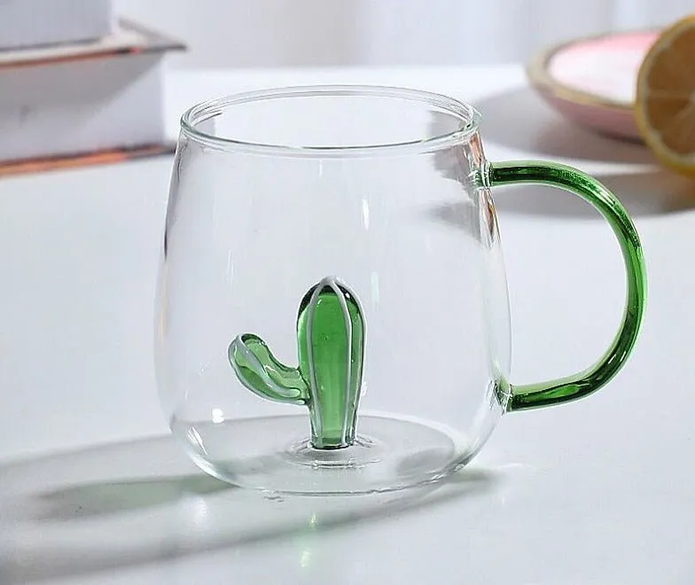 Rose Cup Glass Water Cup for Home Office - 380ml