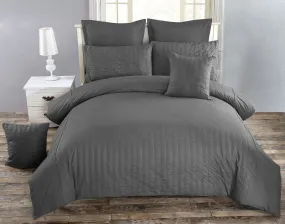 Seersucker Queen Size Charcoal Duvet Quilt Cover Set