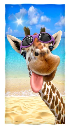 Selfie Super Soft Plush Cotton Beach Bath Pool Towel (Giraffe)