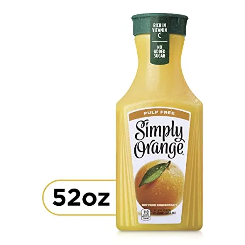 Simply Orange Juice, 52 fl oz, 100% Juice Not from Concentrate, Pulp Free