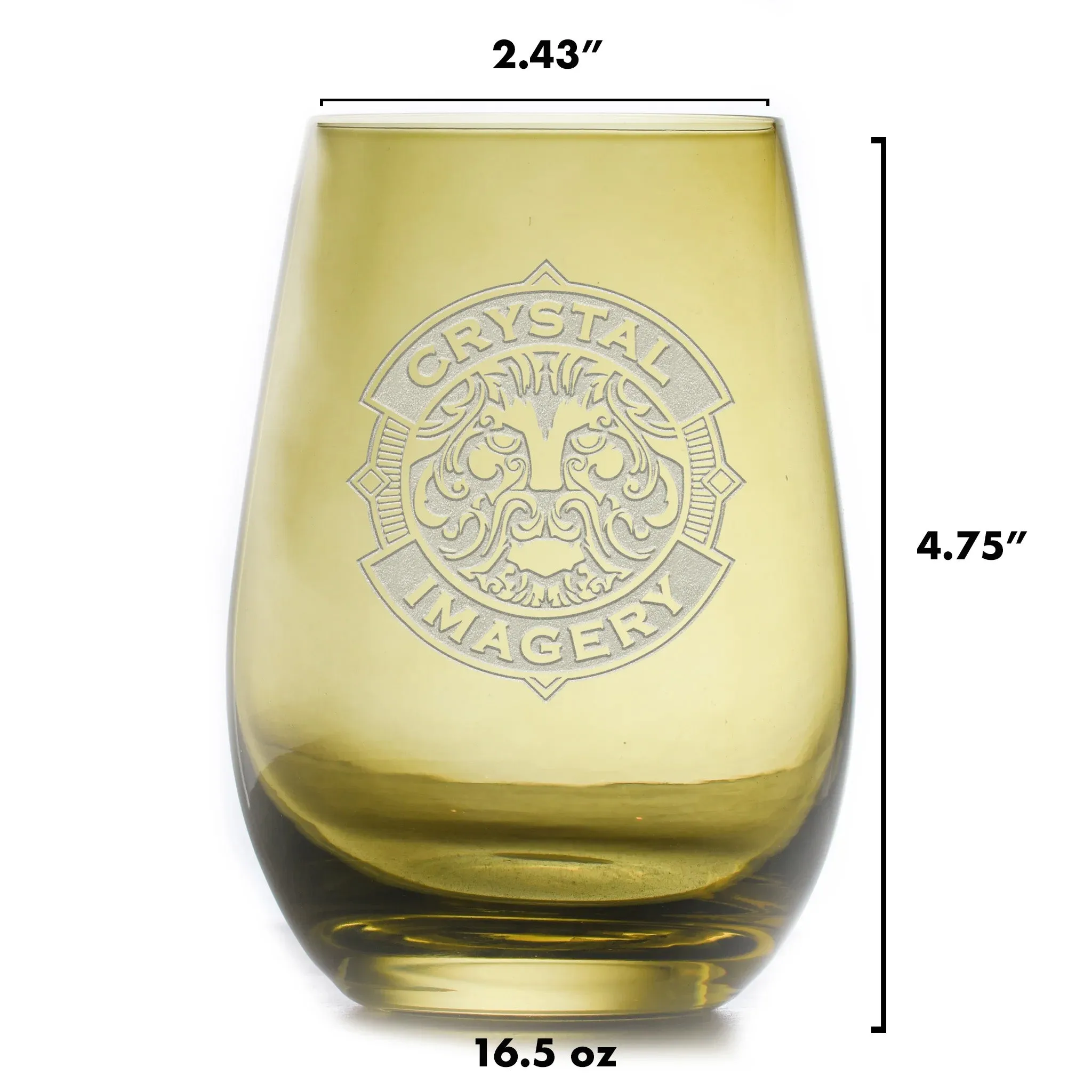 Skull and Bones Engraved Green Stemless Wine Glass Tumbler | Crystal Imagery